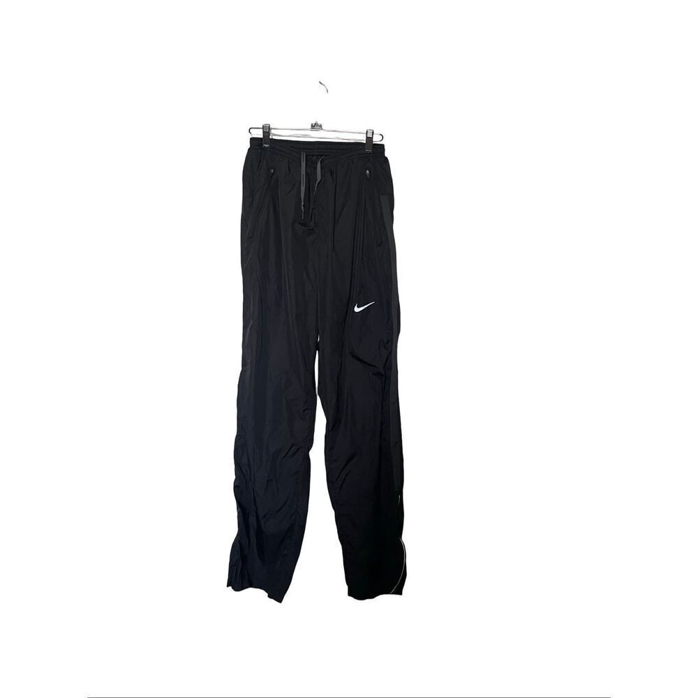 Nike Mens Black Embroidered Swoosh Windbreaker Nylon Track Pants Size Large